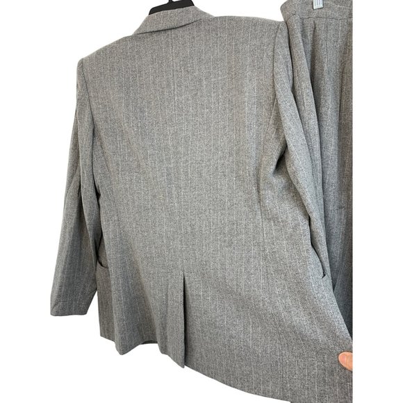 70s VTG Sz 12 Oscar De La Renta Pant Suit Wool Flannel Chalkstripe Wide Leg 6722 - Picture 11 of 14